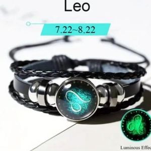 Leo zodiac leather bracelet